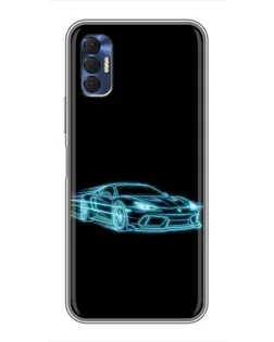 Чехол для TECNO Spark 8P с картинкой «Неоновый контур Lamborghini»