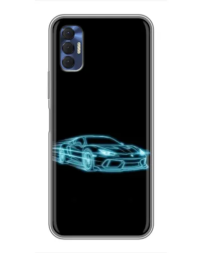 Чехол для TECNO Spark 8P с картинкой «Неоновый контур Lamborghini»