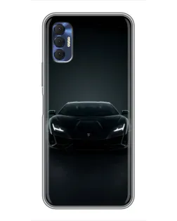 Чехол для TECNO Spark 8P с картинкой «Черный Lamborghini Aventador»