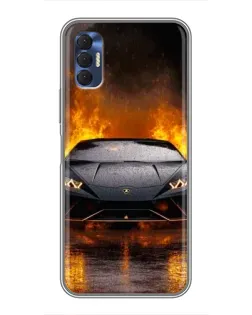 Чехол для TECNO Spark 8P с картинкой «Lamborghini в огне»