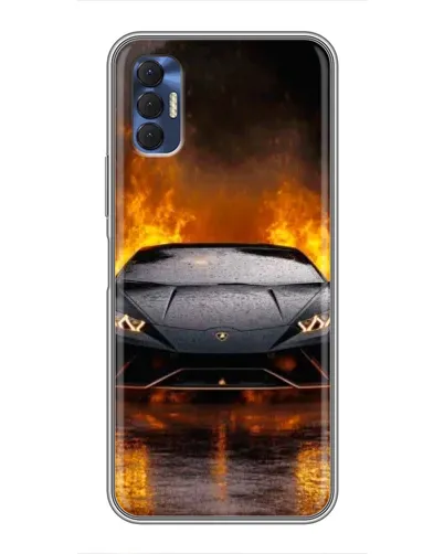 Чехол для TECNO Spark 8P с картинкой «Lamborghini в огне»