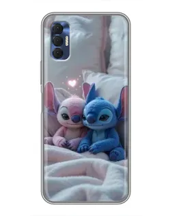 Чехол для TECNO Spark 8P с картинкой «Плюшевые Стич Ангел»