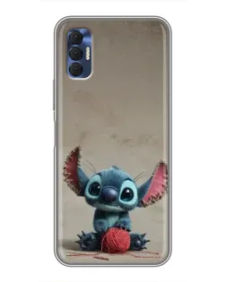 Чехол для TECNO Spark 8P с картинкой «Стич на коричневом фоне»