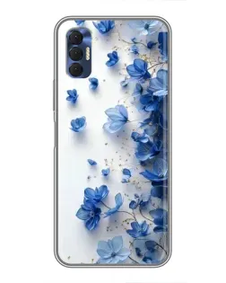 Чехол для TECNO Spark 8P с картинкой «Голубой цветочный каскад»