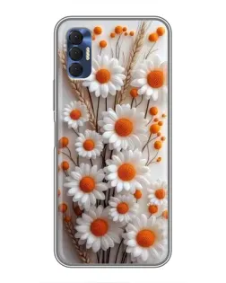 Чехол для TECNO Spark 8P с картинкой «Белые сухоцветы»