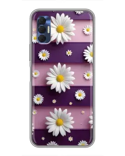 Чехол для TECNO Spark 8P с картинкой «Ромашки на фиолетовом»