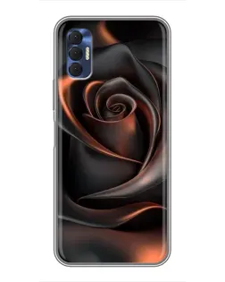 Чехол для TECNO Spark 8P с картинкой «Шелковая черная роза»
