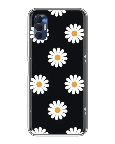 Чехол для TECNO Spark 8P с картинкой «Ромашки на черном»