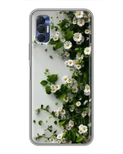 Чехол для TECNO Spark 8P с картинкой «Ветка мелких белых цветов»