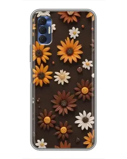 Чехол для TECNO Spark 8P с картинкой «Узор из маленьких подсолнухов»