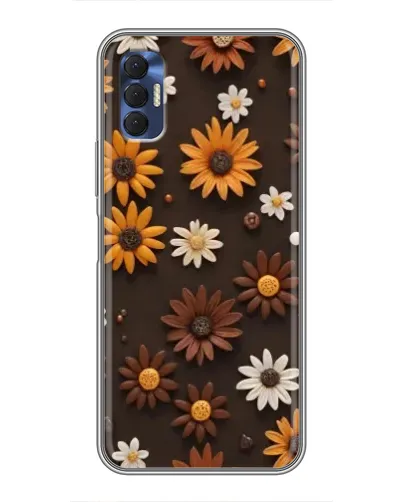 Чехол для TECNO Spark 8P с картинкой «Узор из маленьких подсолнухов»