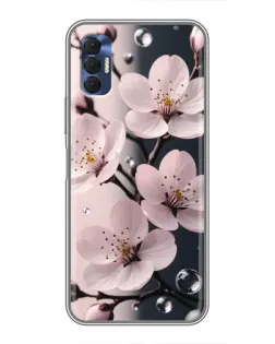 Чехол для TECNO Spark 8P с картинкой «Нежная сакура и капли»