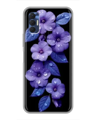 Чехол для TECNO Spark 8P с картинкой «Фиолетовые цветы с росою»