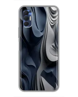 Чехол для TECNO Spark 8P с картинкой «Объемные синие складки»