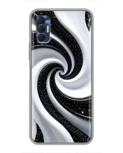 Чехол для TECNO Spark 8P с картинкой «Черно-белая спираль»