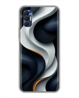 Чехол для TECNO Spark 8P с картинкой «Объемные черно-белые ленты»