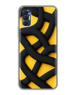 Чехол для TECNO Spark 8P с картинкой «Черное желтое переплетение» Чехол для TECNO Spark 8P с картинкой «Черное желтое переплетение»