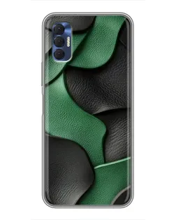 Чехол для TECNO Spark 8P с картинкой «Зеленые кожаные волны» Чехол для TECNO Spark 8P с картинкой «Зеленые кожаные волны»