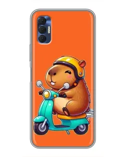 Чехол для TECNO Spark 8P с картинкой «Капибара на скутере»