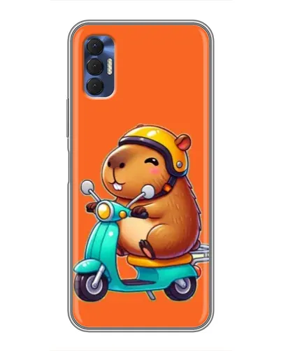 Чехол для TECNO Spark 8P с картинкой «Капибара на скутере»