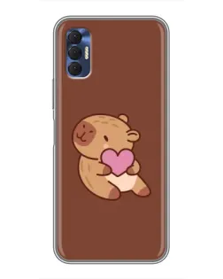 Чехол для TECNO Spark 8P с картинкой «Капибара с сердцем»