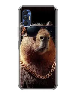 Чехол для TECNO Spark 8P с картинкой «Капибара золотая цепь»