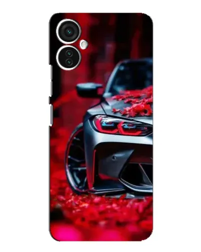 Чехол для TECNO Spark 9 Pro с картинкой «Спортивная BMW и цветы»