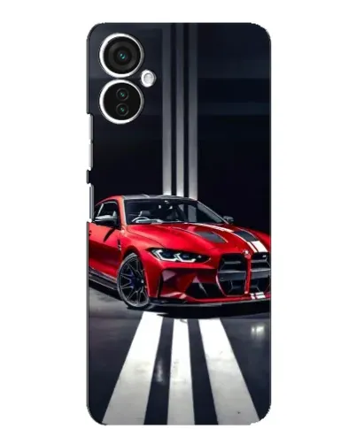 Чехол для TECNO Spark 9 Pro с картинкой «Красная BMW на дороге»