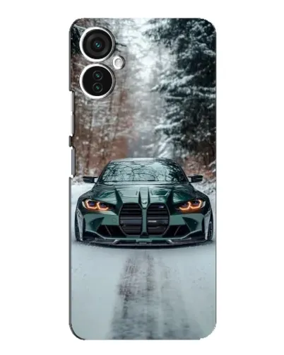 Чехол для TECNO Spark 9 Pro с картинкой «BMW в зимнем лесу»
