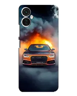 Чохол для TECNO Spark 9 Pro з картинкою «Audi у вогняному диму»
