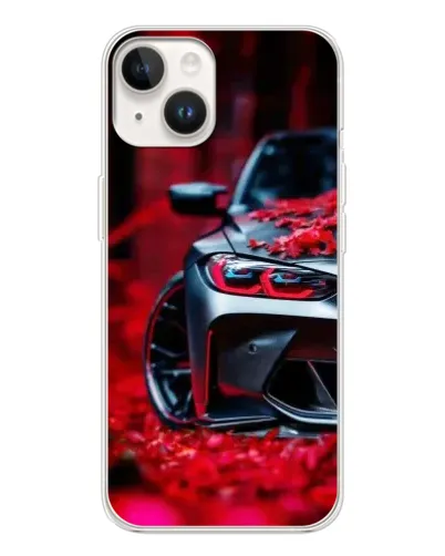 Чехол для TECNO Spark Go 1 с картинкой «Спортивная BMW и цветы»