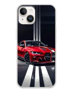 Чехол для TECNO Spark Go 1 с картинкой «Красная BMW на дороге»