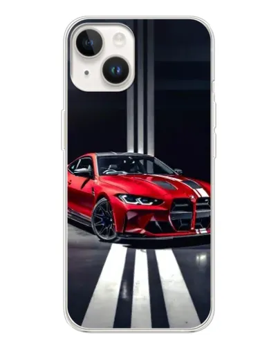 Чехол для TECNO Spark Go 1 с картинкой «Красная BMW на дороге»