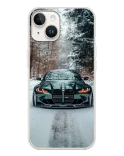 Чехол для TECNO Spark Go 1 с картинкой «BMW в зимнем лесу»