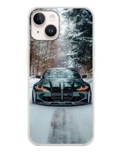 Чехол для TECNO Spark Go 1 с картинкой «BMW в зимнем лесу»