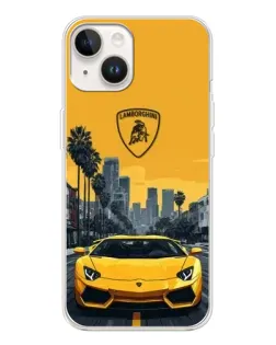 Чехол для TECNO Spark Go 1 с картинкой «Желтый Lamborghini город»