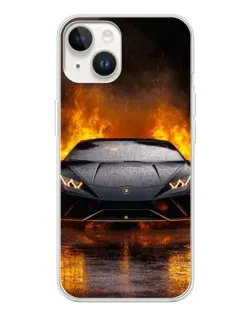 Чехол для TECNO Spark Go 1 с картинкой «Lamborghini в огне»