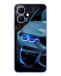 Чехол для TECNO Spark Go 2 с картинкой «Взгляд BMW с синими фарами»