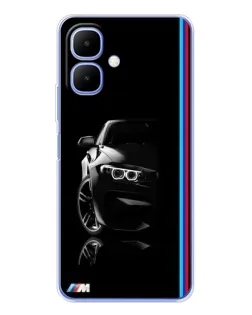 Чехол для TECNO Spark Go 2 с картинкой «Силуэт BMW в темноте»