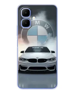 Чехол для TECNO Spark Go 2 с картинкой «BMW в белом дыму»