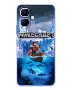 Чехол для TECNO Spark Go 2 с картинкой «Minecraft ледяной мир»