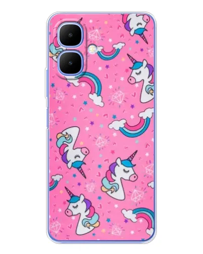 Чехол для TECNO Spark Go 2 с картинкой «Unicorn паттерн розовый»