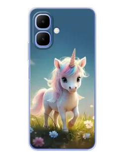 Чехол для TECNO Spark Go 2 с картинкой «Единорог на поляне»