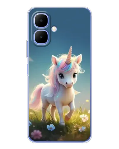 Чехол для TECNO Spark Go 2 с картинкой «Единорог на поляне»
