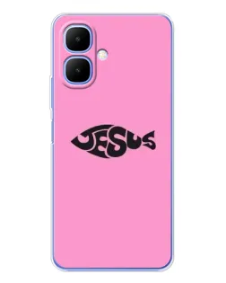 Чехол для TECNO Spark Go 2 с картинкой «Розовый символ  Jesus»