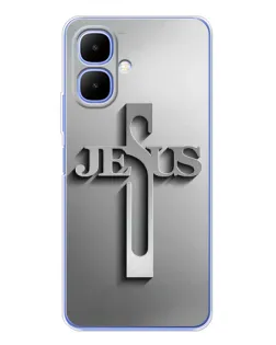 Чехол для TECNO Spark Go 2 с картинкой «Металлический крест Jesus»