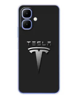 Чохол для TECNO Spark Go 2 з картинкою «Сталевий логотип Tesla»