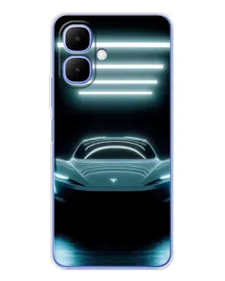 Чохол для TECNO Spark Go 2 з картинкою «Tesla в неоні»
