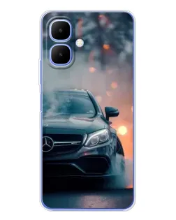 Чехол для TECNO Spark Go 2 с картинкой «Mercedes — ночной город»