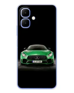 Чехол для TECNO Spark Go 2 с картинкой «Mercedes — неоновый лого»